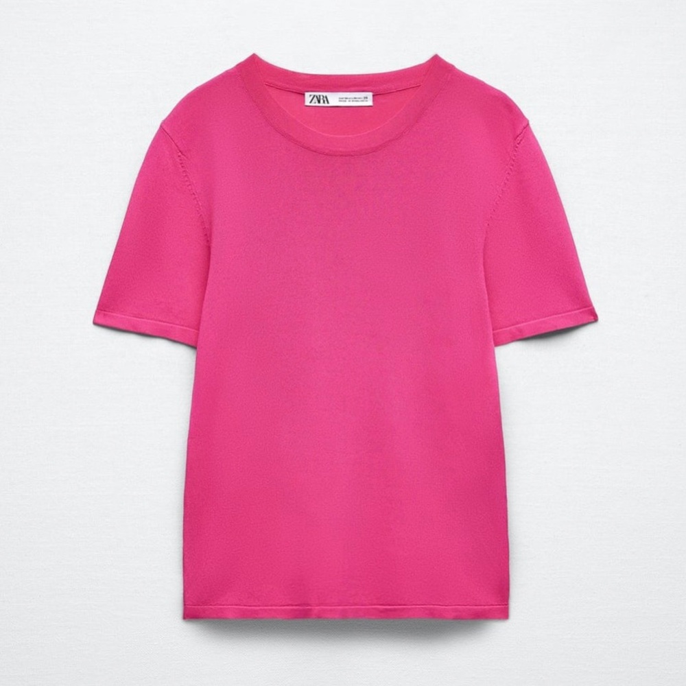 Zara NWOT Extra Fine Knit Top Fuschia